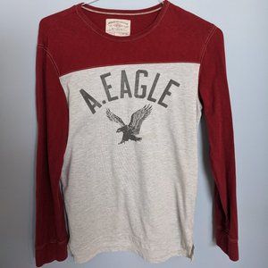 American Eagle Red and Grey Long Sleeve
